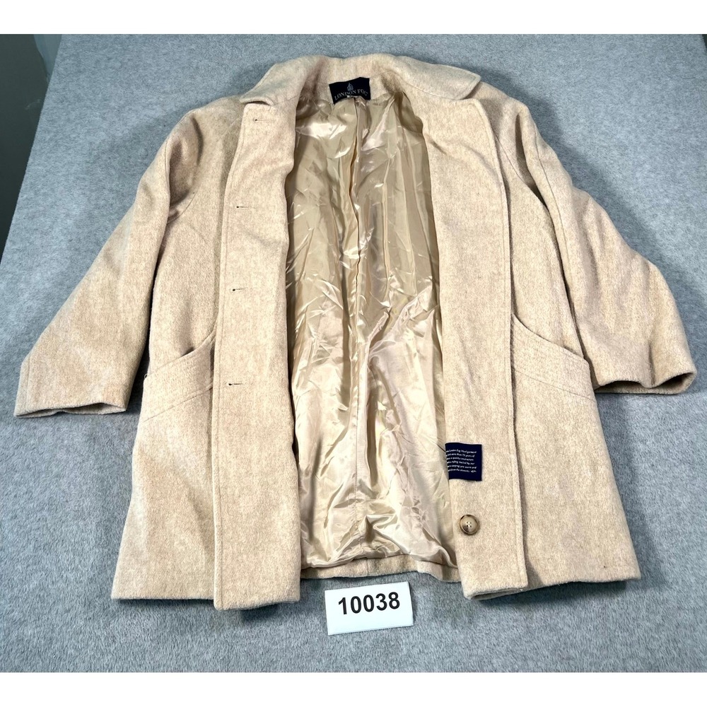 Vintage USA London Fog Coat‎ Womens 16 Cream Lined Wool Blend Long Sleeve Collar